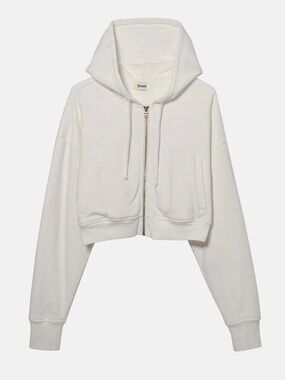 Elwood Cropped Zip-Up Hoodie in Vintage White